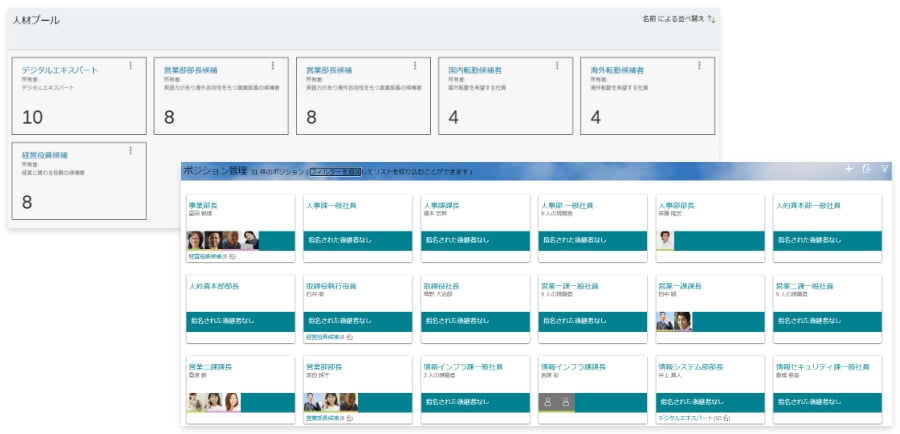 各ポジションや役割の人材確保状況を確認することができます